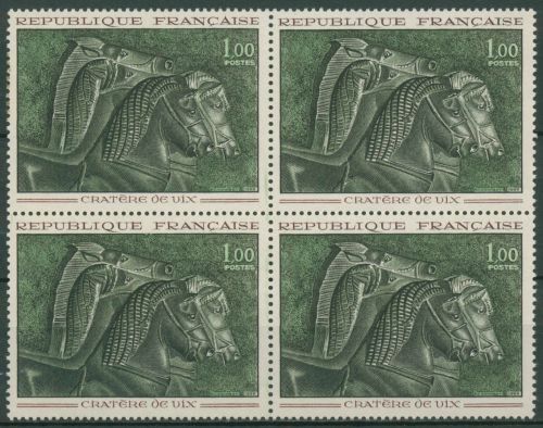 Frankreich 1966 Relief Pferde 1541 4er-Block postfrisch (C66869)