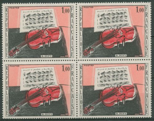 Frankreich 1965 Gemälde Rote Violine R. Dufy 1529 4er-Block postfrisch (C66871)
