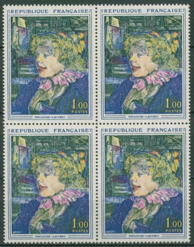 Frankreich 1965 Gemälde Toulouse-Lautrec 1504 4er-Block postfrisch (C66875)