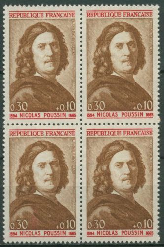 Frankreich 1965 Maler Nicolas Poussin 1502 4er-Block postfrisch (C66876)