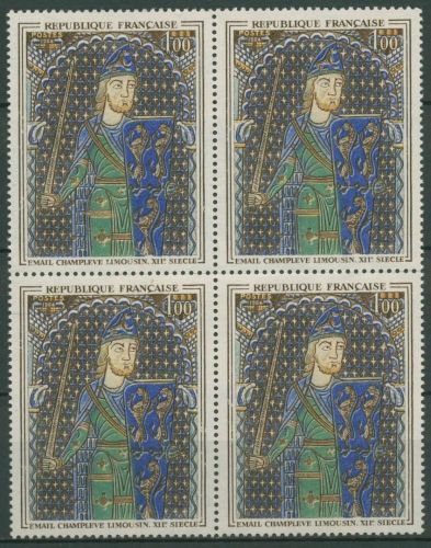 Frankreich 1964 Email-Kunst Grabplatte 1487 4er-Block postfrisch (C66878)