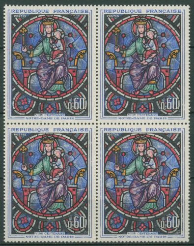 Frankreich 1964 Glasfenster Notre-Dame 1474 4er-Block postfrisch (C66879)