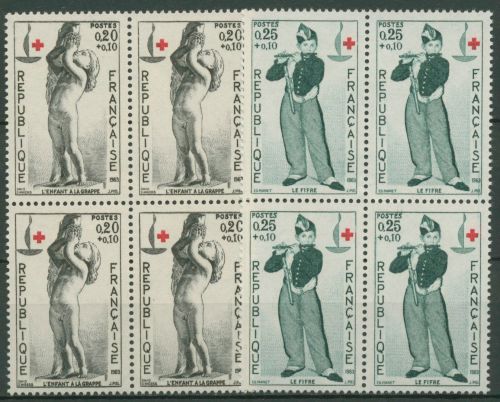 Frankreich 1963 Rotes Kreuz Gemälde 1454/55 4er-Block postfrisch (C66881)