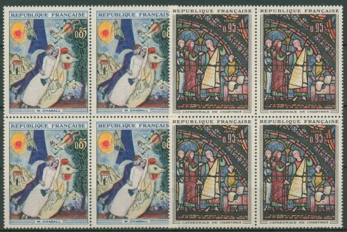 Frankreich 1963 Glasmalerei Marc Chagall 1452/53 4er-Block postfrisch (C66882)