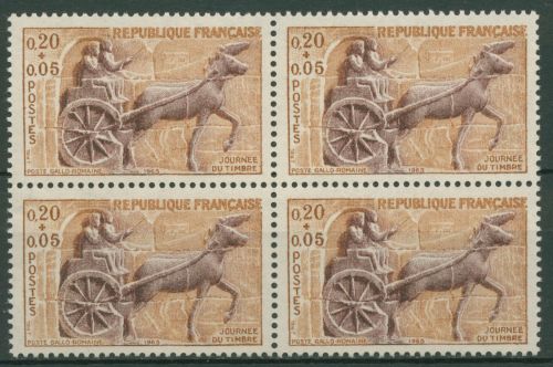 Frankreich 1963 Relief Römischer Wagen 1428 4er-Block postfrisch (C66883)