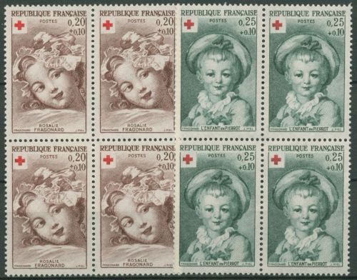 Frankreich 1962 Rotes Kreuz Gemälde 1418/19 4er-Block postfrisch (C66885)