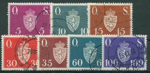 Norwegen 1951 Dienstmarke Wappen D 61/67 gestempelt