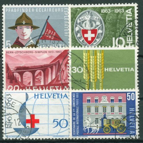 Schweiz 1963 Ereignisse Pfadfinder Alpen-Club Rotes Kreuz 768/73 gestempelt