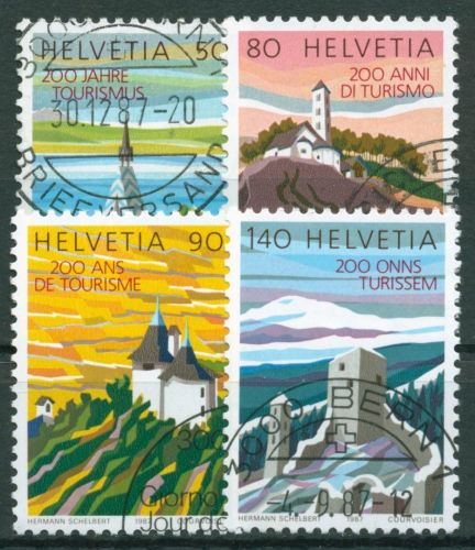Schweiz 1987 Tourismus Bauwerke Sehenswürdigkeiten 1354/57 yb gestempelt