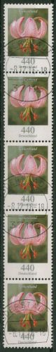 Bund 2014 Blumen aus 100er-Rolle 3118 5er-Streifen mit Nr. mit TOP-Stempel