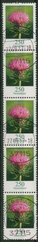 Bund 2016 Blumen 200er-Rolle Rollenanfang 3199 5er-Streifen mit Nr., TOP-Stempel