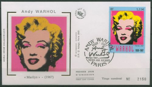 Frankreich 2003 Gemälde Marilyn Monroe Warhol 3770 FDC (X62203)