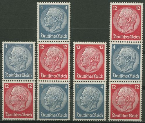 Deutsches Reich Zusammendrucke 1937/39 Hindenburg S 163/166 postfrisch