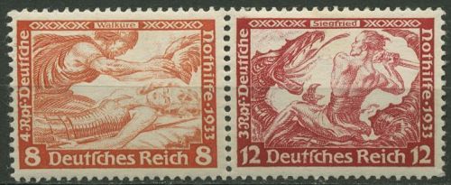 Deutsches Reich Zusammendrucke 1933 Nothilfe Wagner W 57 mit Falz