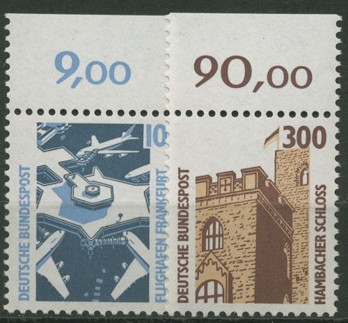 Bund 1988 Sehenswürdigkeiten SWK mit Oberrand 1347/48 OR postfrisch
