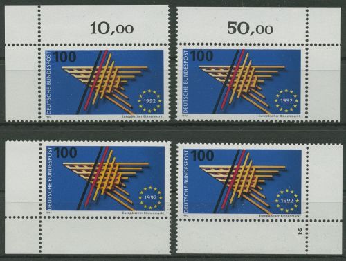 Bund 1992 Europäischer Binnenmarkt 1644 alle 4 Ecken postfrisch (E2073)