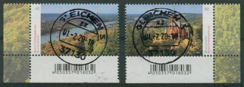 Bund 2020 Panoramen Rheintal Drachenburg 3510/11 Ecken mit TOP-Stempel (E4075)