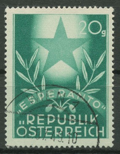 Österreich 1949 Sprachen Esperanto-Kongreß Graz Esperantostern 935 gestempelt