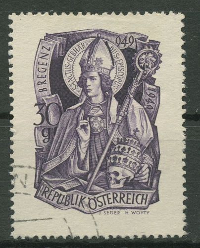 Österreich 1949 Landespatron Vorarlberg Hl. Gebhard 936 gestempelt
