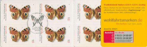 Bund Markenheftchen 2005 Schmetterlinge MH 60 (2504) ESST BERLIN (C18178)
