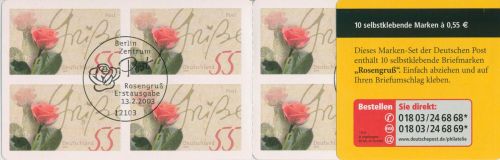 Bund Markenheftchen 2003 Rosengruß MH 51 a (2321) ESST BERLIN (C18187)