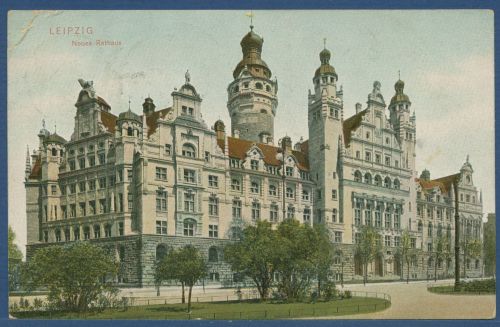 Leipzig Neues Rathaus, gelaufen 1905 nach Italien (AK5720)