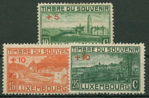 Luxemburg 1921 Bauwerke Kriegerdenkmal 137/39 mit Falz