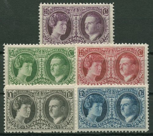 Luxemburg 1927 Briefmarkenausstellung, Charlotte & Prinz Felix 182/86 postfrisch