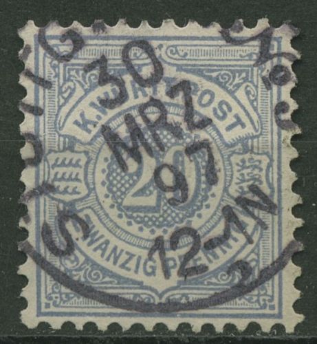 Württemberg 1875 weiße Ziffern im Kreis 47 a gestempelt