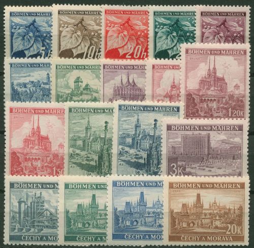 Böhmen und Mähren 1939 Lindenzweig und Landschaften 20/37 postfrisch