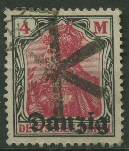 Danzig 1920 Freimarke mit Aufdruck 14 mit Korkstempel