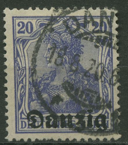 Danzig 1920 Germania mit Aufdruck 4 gestempelt geprüft