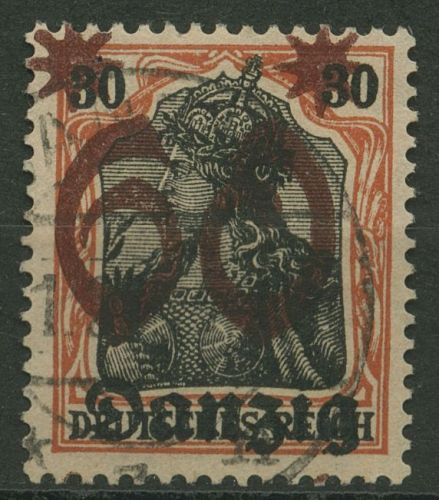 Danzig 1920 Germania mit Aufdruck 19 gestempelt geprüft
