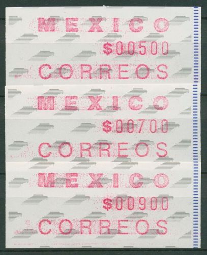 Mexiko 1992 Automatenmarke Adler Satz 500/700/900, ATM 4 postfrisch