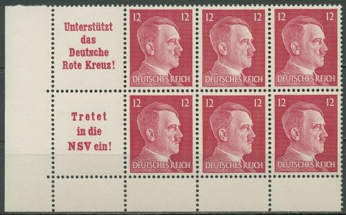 Dt. Reich 1941 Markenheftchenblatt Hitler H-Bl. 122 B Unterrand Ecke postfrisch