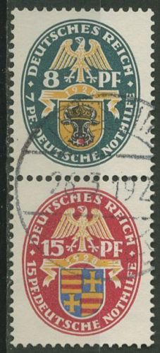 Deutsches Reich Zusammendrucke 1928 Deutsche Nothilfe Wappen S 50 gestempelt