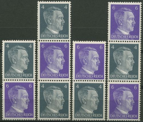 Dt. Reich Zusammendrucke aus Rollen 1941 Freimarken Hitler S 290/93 postfrisch