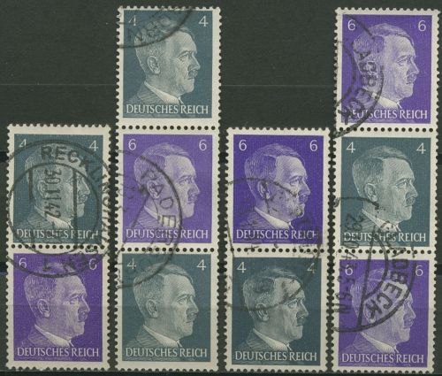 Dt. Reich Zusammendrucke aus Rollen 1941 Freimarken Hitler S 290/93 gestempelt