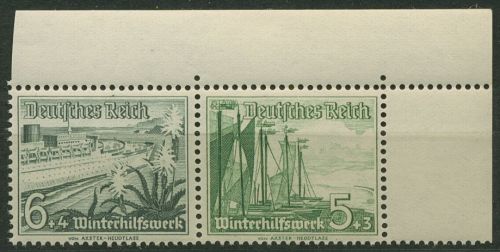 Deutsches Reich Zusammendrucke 1937 WHW Schiffe W 123 EOR 1 postfrisch