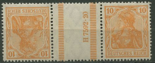 Deutsches Reich Zusammendrucke 1921 Germania KZ 1 mit Falz