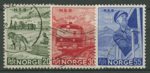 Norwegen 1954 Eisenbahn Pferdeschlitten 384/86 gestempelt