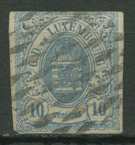 Luxemburg 1859 Staatswappen 6 gestempelt, kleine Mängel