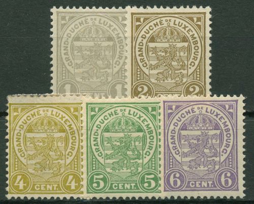 Luxemburg 1907 Staatswappen 84/88 mit Falz