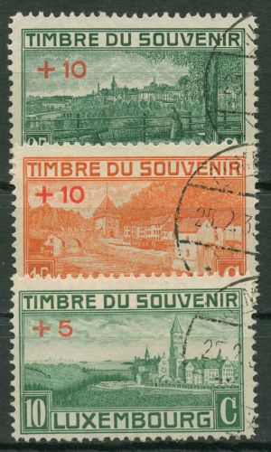 Luxemburg 1921 Bauwerke Kriegerdenkmal 137/39 gestempelt