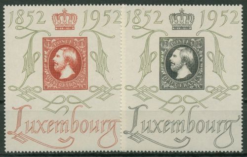 Luxemburg 1952 100 Jahre Briefmarken CENTILUX 488/89 postfrisch