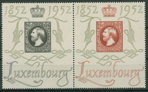 Luxemburg 1952 100 Jahre Briefmarken CENTILUX 488/89 Paar postfrisch