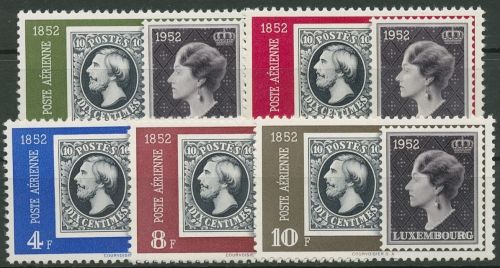 Luxemburg 1952 Großherzogin Charlotte MiNr. 1, 490/94 mit Falz