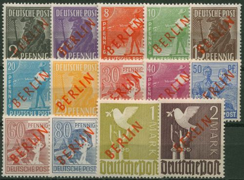 Berlin 1949 Rotaufdruck 21/34 mit Falz, Hauptwerte geprüft