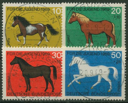 Bund 1969 Jugend Pferde 578/81 mit TOP-Stempel