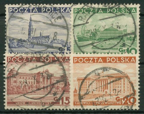 Polen 1937 Sehenswürdigkeiten Bauwerke 315/18 gestempelt